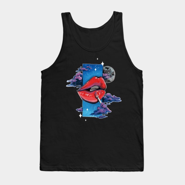 Copy of Red Lip Gloss on Black Tank Top by JJLosh